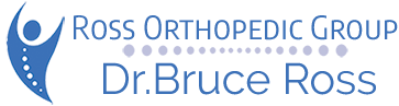 The image is a logo with text that reads ROSS ORTHOPAEDIC GROUP and features a stylized graphic of a person s profile silhouetted against a background.